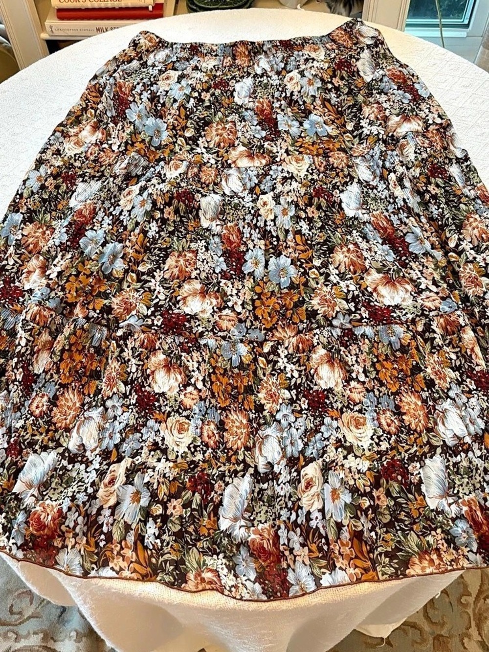 NASHALYLY 2XL Floral Tiered Maxi Skirt Boho Cottagecore Fall Peasant